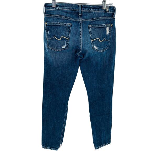 7 For All Mankind Josefina Skinny Boyfriend Blue Torn Distressed Y2K Jeans 25 - Picture 3 of 13